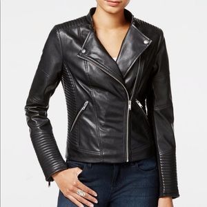 Bar III Quilted + Faux leather Moto Jacket XS